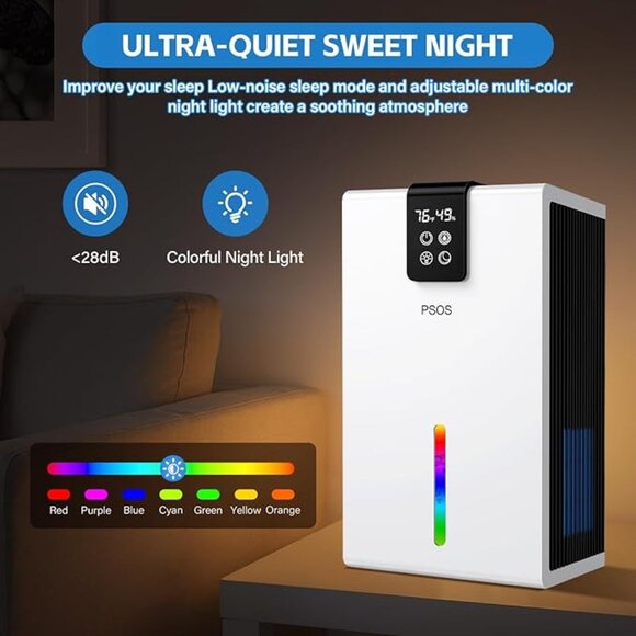 🆕 Quiet Home Dehumidifier – 98oz Tank | 1000 sq ft | Grey OPEN BOX *SEE NOTE - Picture 1 of 3